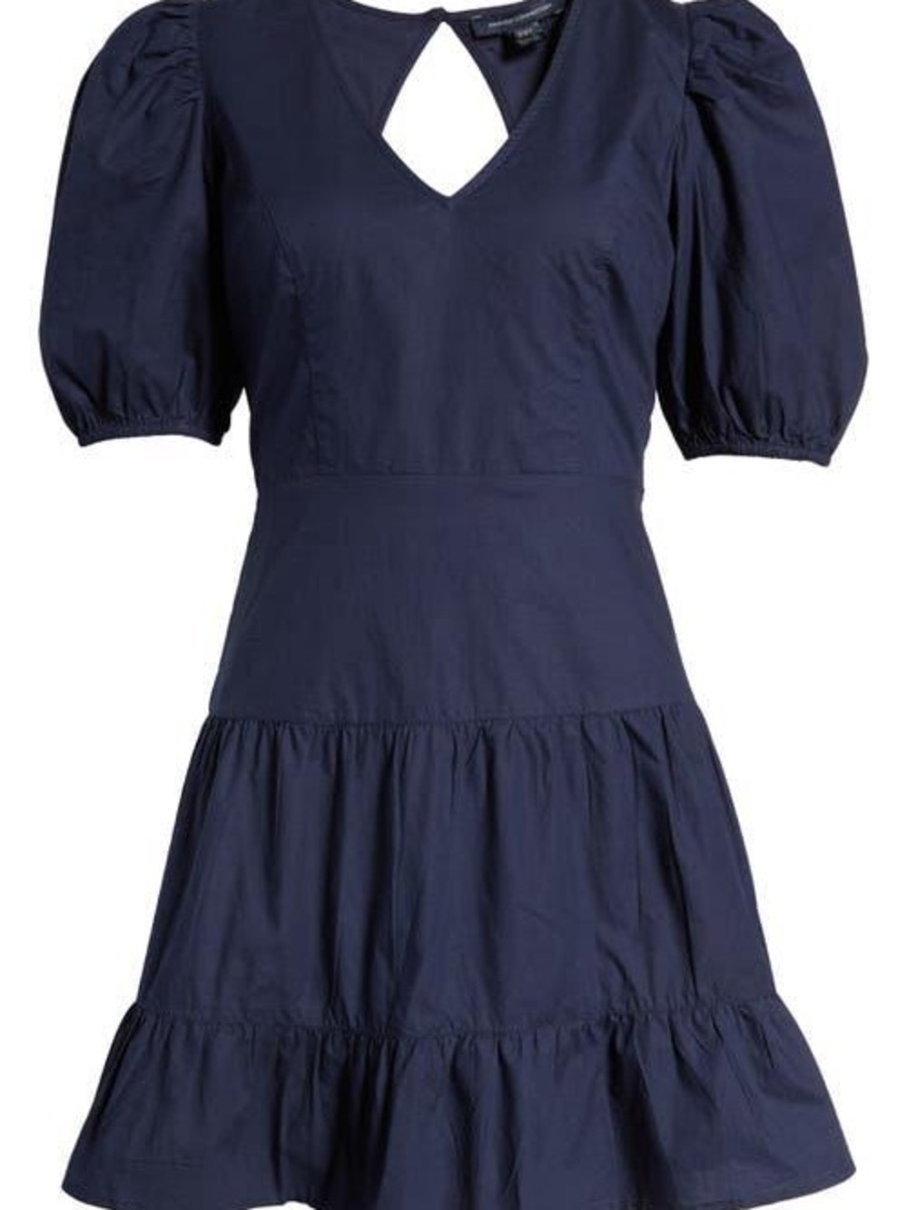French Connection Navy Puff-Sleeve Tiered Mini Dress - Picture 4 of 5